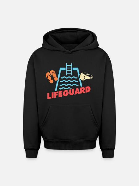 Lifeguards Love Lifeguard Swimmers - Oversized Heavyweight Unisex Hoodie - black