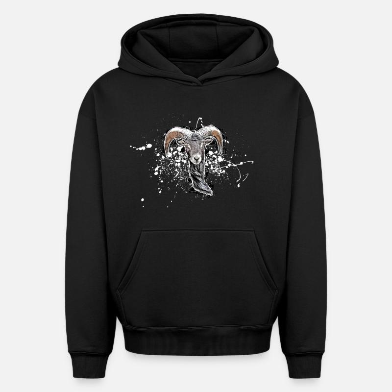 Bouc - Sweat à capuche unisexe oversize épais SPREAD - noir