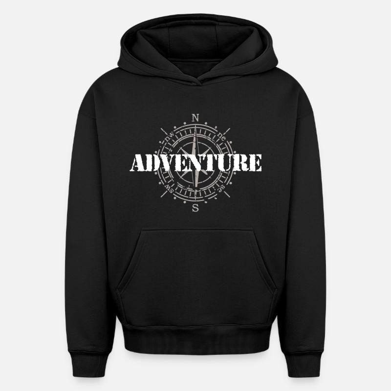 Aventure - Sweat à capuche unisexe oversize épais SPREAD - noir