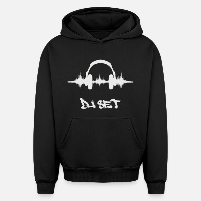Le DJ - Sweat à capuche unisexe oversize épais SPREAD - noir