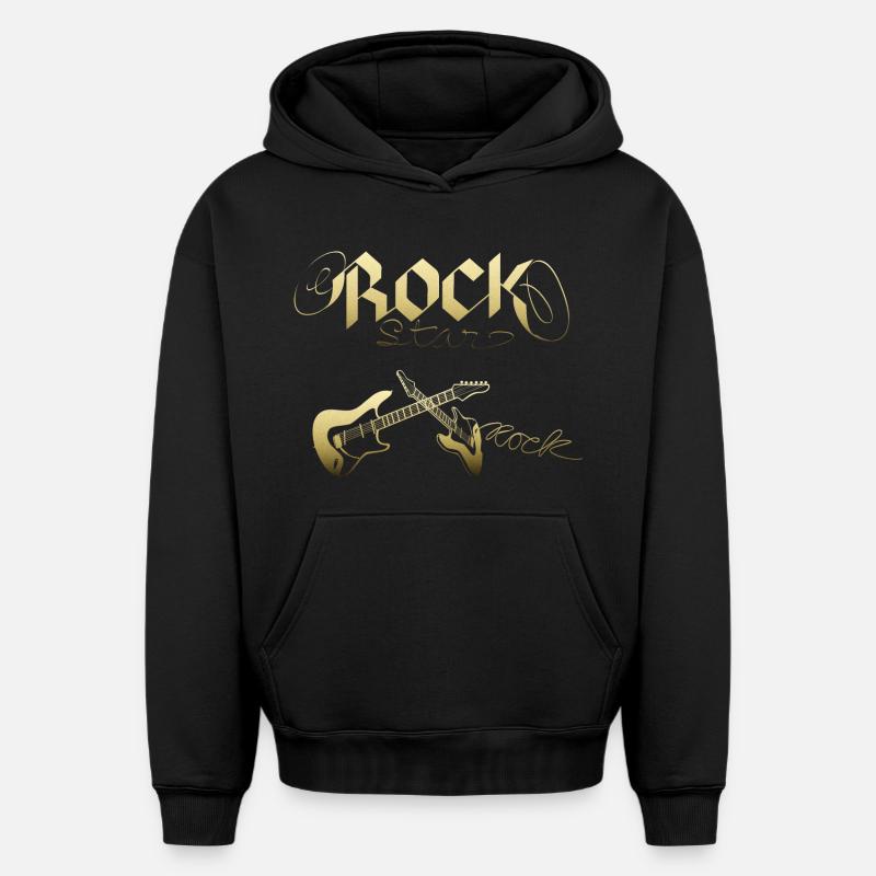 Rock star - Sweat à capuche unisexe oversize épais SPREAD - noir