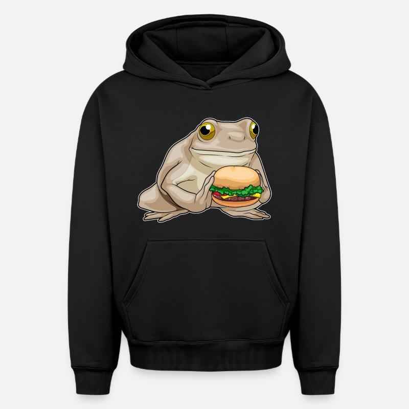Burger de grenouille - Sweat à capuche unisexe oversize épais SPREAD - noir