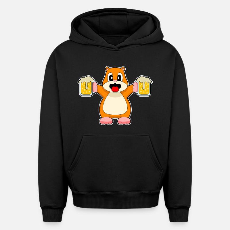 Bière de hamster - Sweat à capuche unisexe oversize épais SPREAD - noir