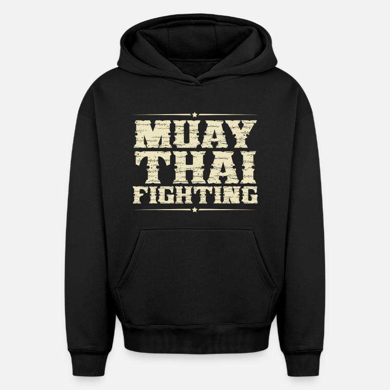 Muay thaï - Sweat à capuche unisexe oversize épais SPREAD - noir