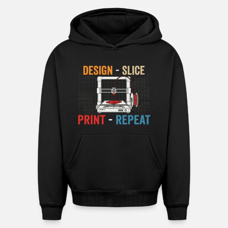 3D-Druck Evolution – Design Slice Print Repeat - Oversized Heavyweight Unisex Hoodie - Schwarz