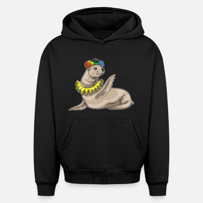 Clown du phoque - Sweat à capuche unisexe oversize épais SPREAD - noir
