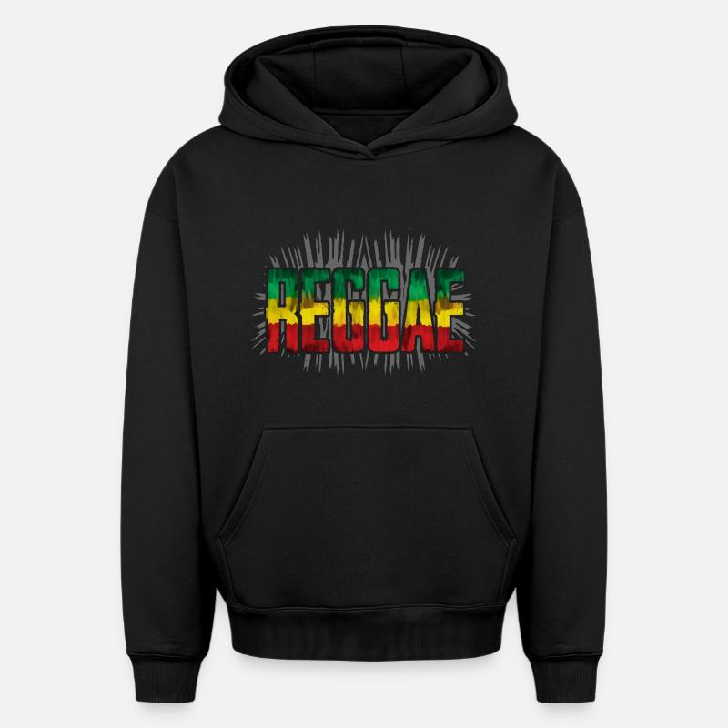 Conception de symboles reggae - Sweat à capuche unisexe oversize épais SPREAD - noir