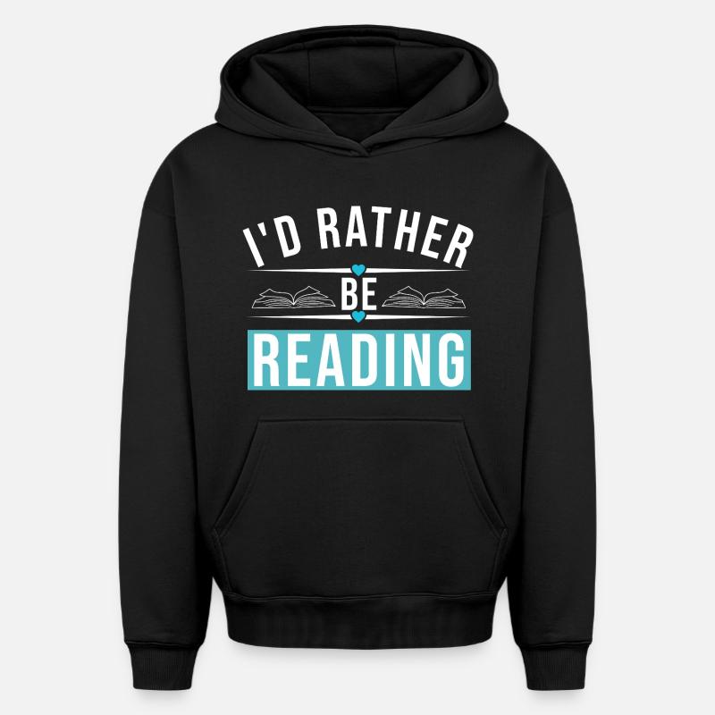 JE PRÉFÈRE LIRE - Sweat à capuche unisexe oversize épais SPREAD - noir