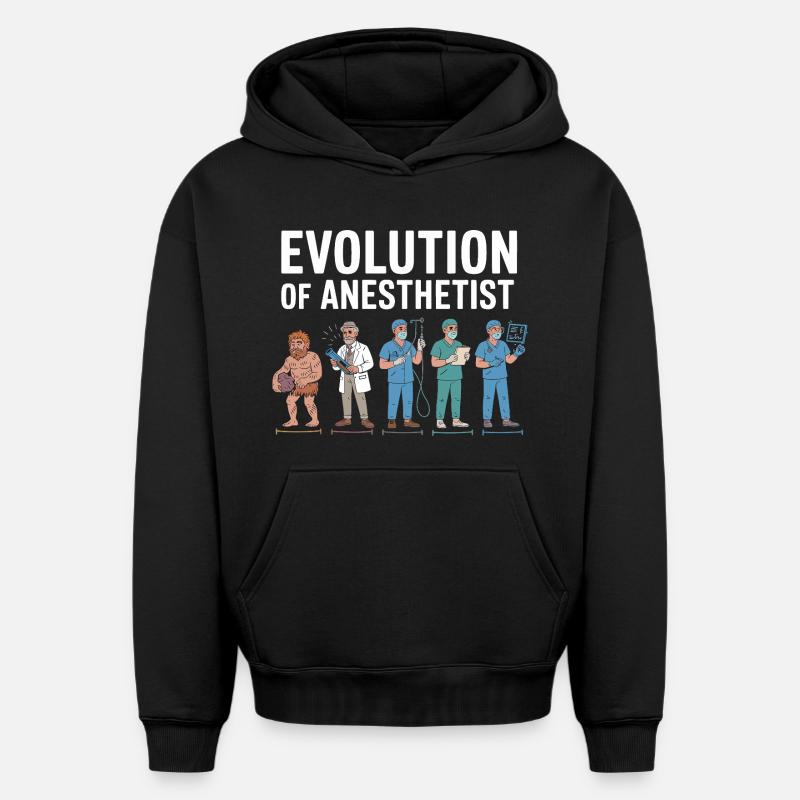 Illustration de l'évolution des anesthésistes - Sweat à capuche unisexe oversize épais SPREAD - noir