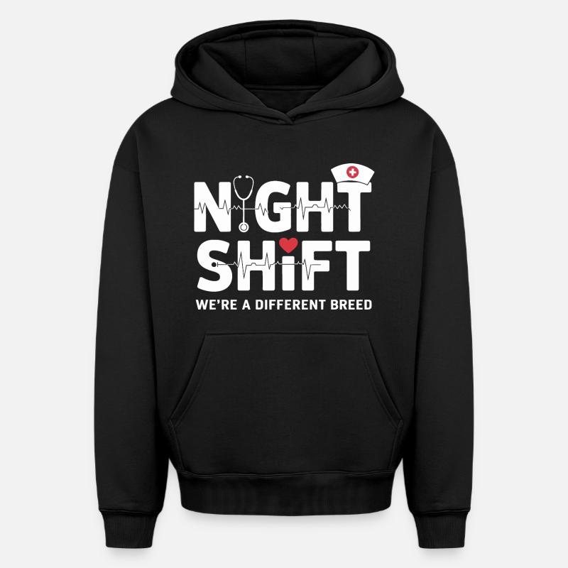 NachtSchicht Herzpfleger – Race différente - Sweat à capuche unisexe oversize épais SPREAD - noir