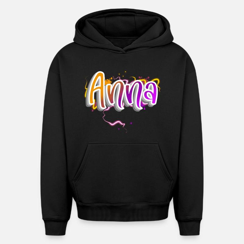 Anna - Oversized Heavyweight Unisex Hoodie - Schwarz