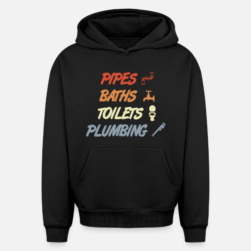 Plomberie - Sweat à capuche unisexe oversize épais SPREAD - noir
