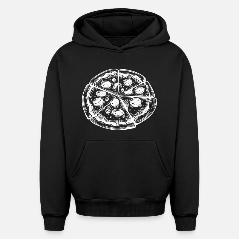 Dessin de pizza - Sweat à capuche unisexe oversize épais SPREAD - noir