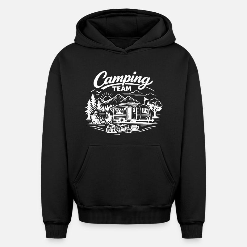 Camping Team Wagon - Sweat à capuche unisexe oversize épais SPREAD - noir