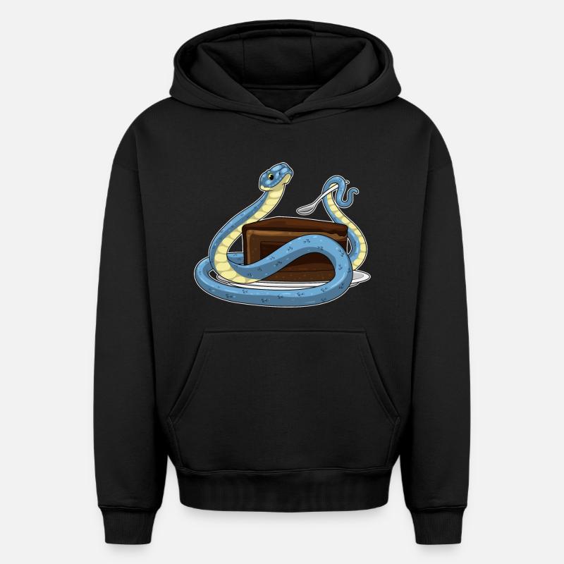 Gâteau d’anniversaire serpent - Sweat à capuche unisexe oversize épais SPREAD - noir