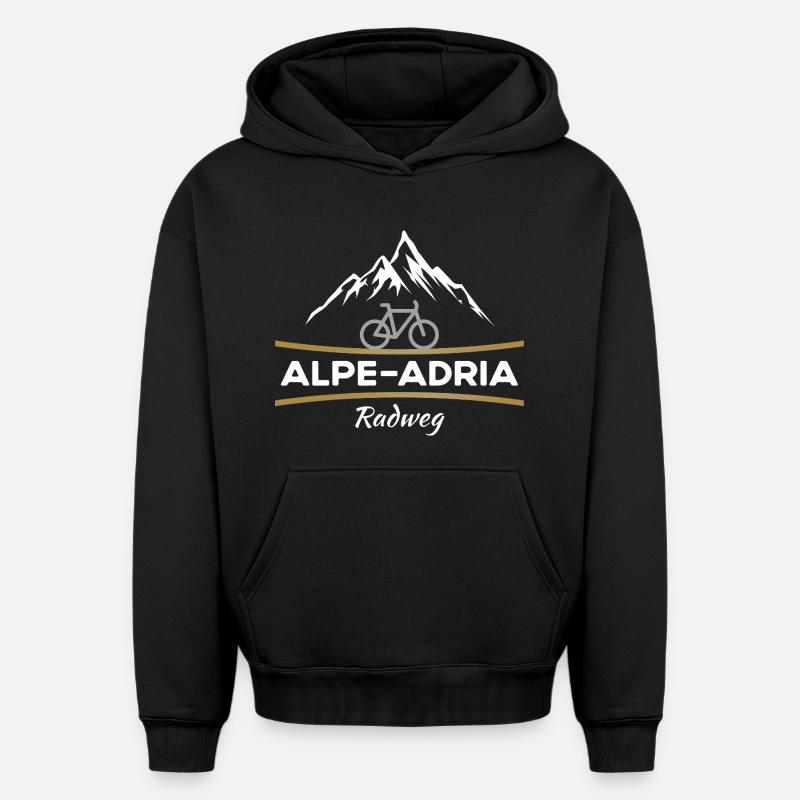 Vélo Alpe-Adria - Sweat à capuche unisexe oversize épais SPREAD - noir