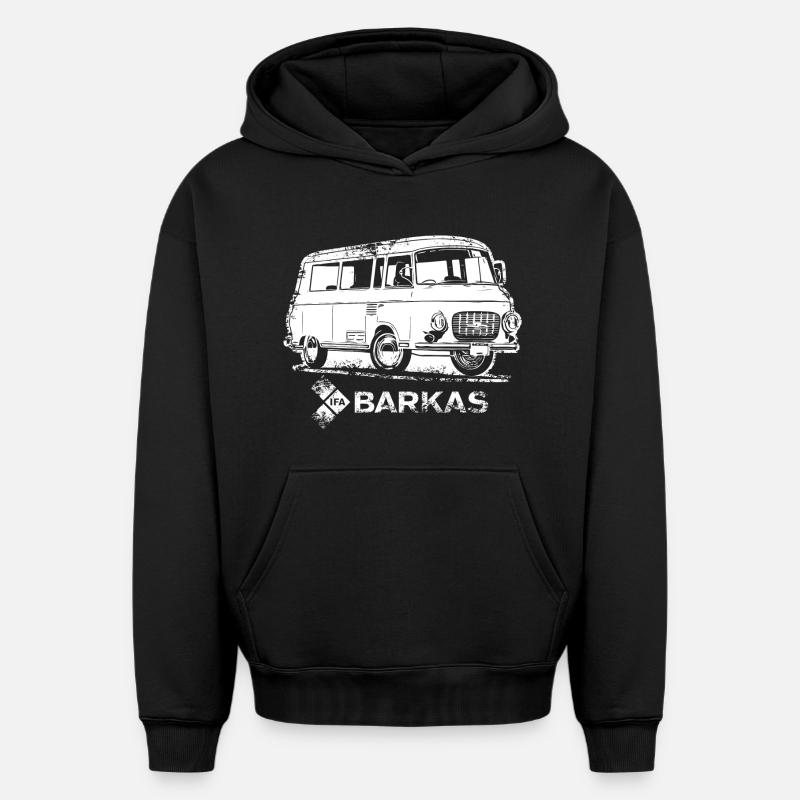 Barkas B1000 blanc - Sweat à capuche unisexe oversize épais SPREAD - noir