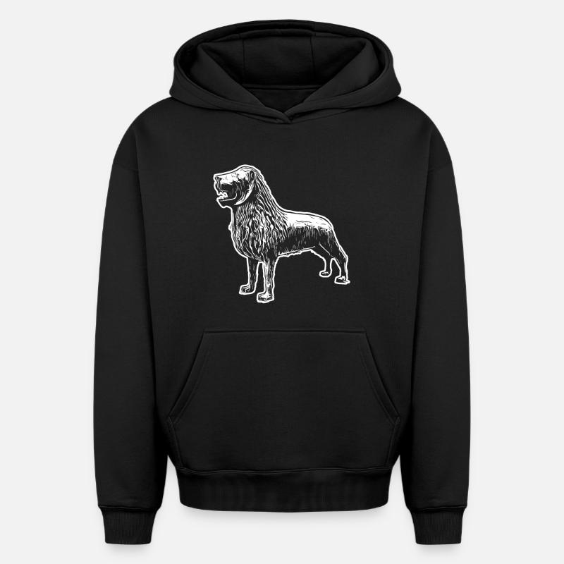 Brunswick Lion - Sweat à capuche unisexe oversize épais SPREAD - noir