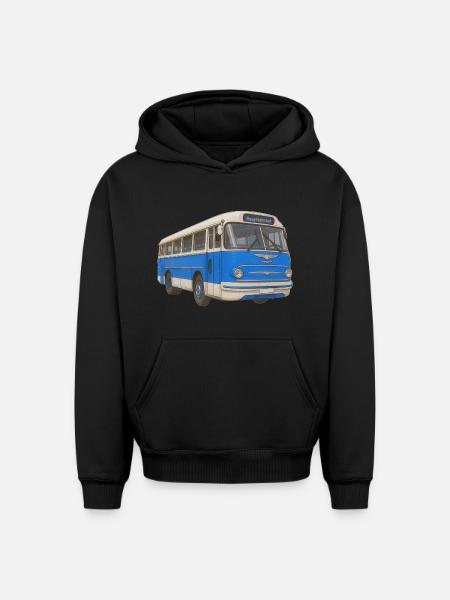 Old blue bus - Oversized Heavyweight Unisex Hoodie - black