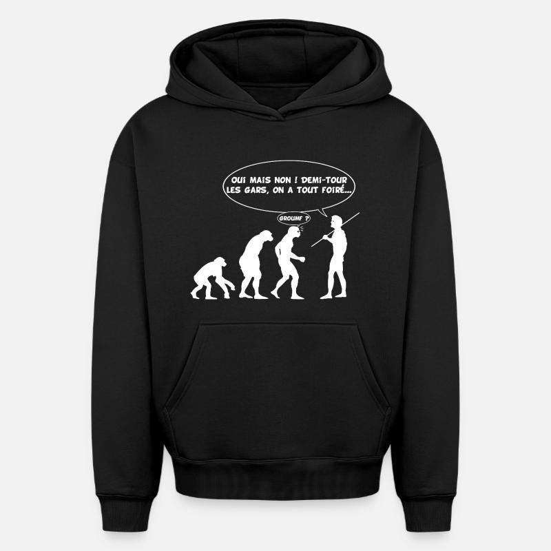 Evolution error (white) - Oversized Heavyweight Unisex Hoodie - black