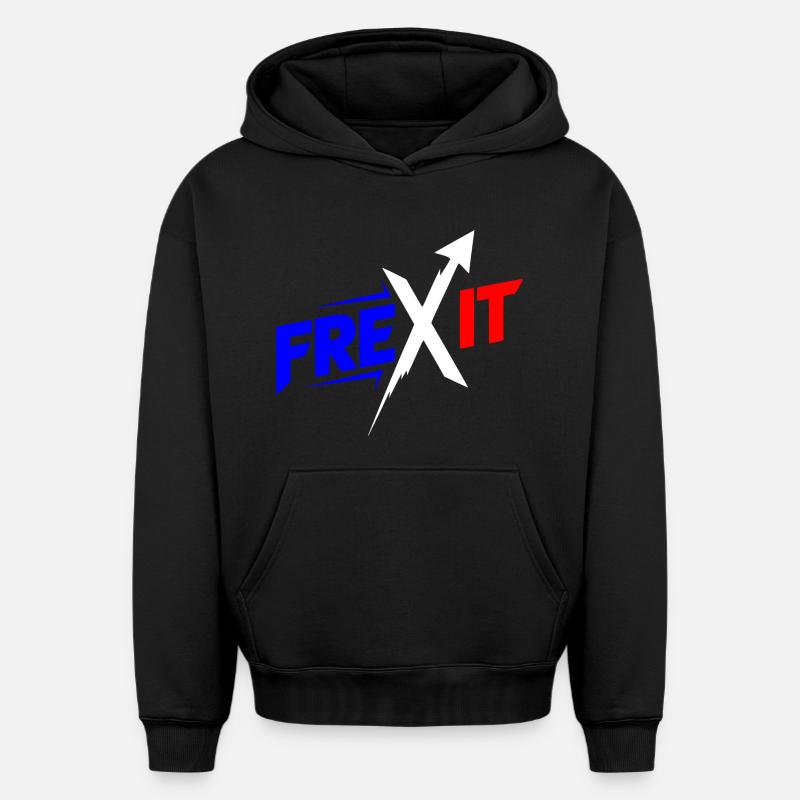 Frexit Bleu blanc rouge - Sweat à capuche unisexe oversize épais SPREAD - noir