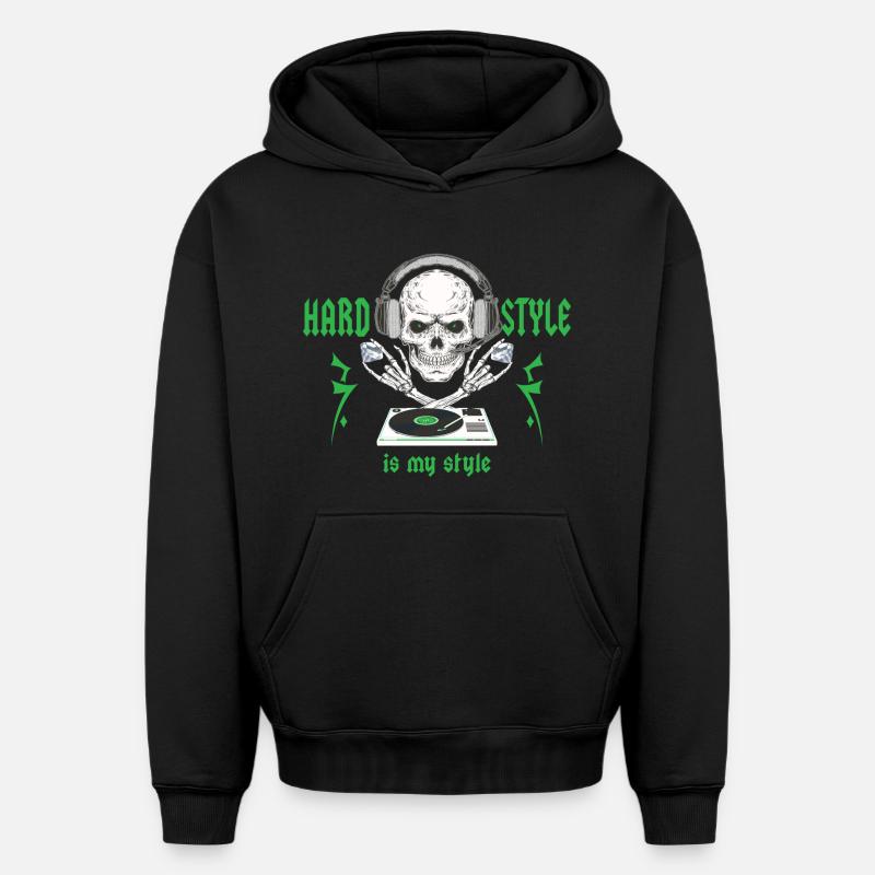Musique Hard Style - Sweat à capuche unisexe oversize épais SPREAD - noir