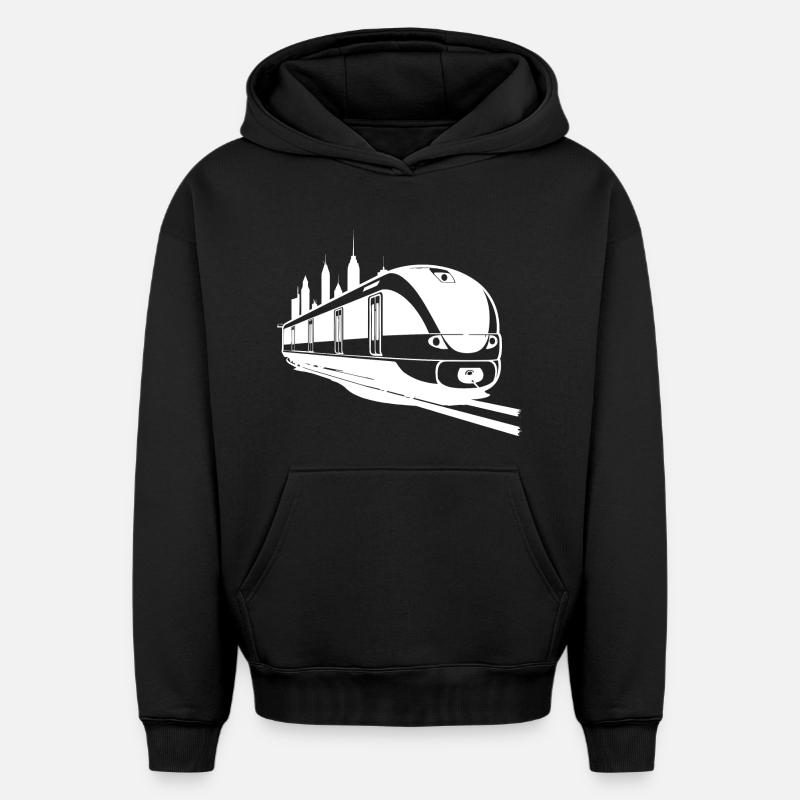 Chemin de fer - Sweat à capuche unisexe oversize épais SPREAD - noir