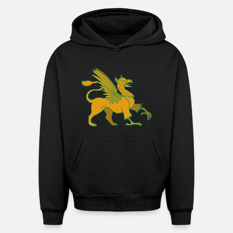 Animal fabuleux le griffon - Sweat à capuche unisexe oversize épais SPREAD - noir