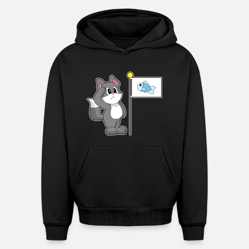 Drapeau de chat - Sweat à capuche unisexe oversize épais SPREAD - noir
