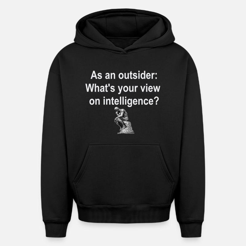Outsider sur le renseignement - Sweat à capuche unisexe oversize épais SPREAD - noir