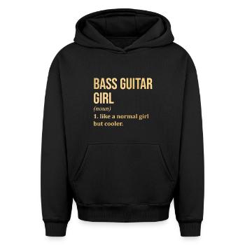 Basse Guitare Fille Citation Drôle - Sweat à capuche unisexe oversize épais SPREAD - noir - Devant - AI Model Female 172 light (172cm) & AI Model Male 185 light (185cm)