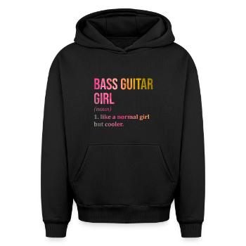 Bass Bass Bass - Sweat à capuche unisexe oversize épais SPREAD - noir - Devant - AI Model Female 172 light (172cm) & AI Model Male 185 light (185cm)