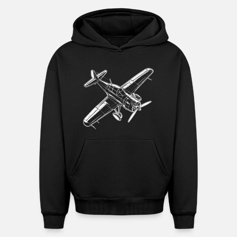 Avion à hélice - Sweat à capuche unisexe oversize épais SPREAD - noir