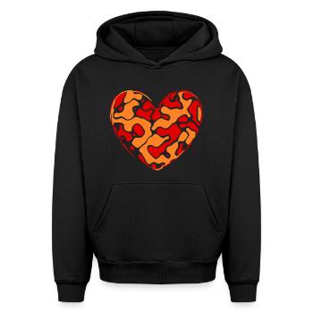 Orange Heart Gift Fête des mères Mère - Sweat à capuche unisexe oversize épais SPREAD - noir - Devant - AI Model Female 172 light (172cm) & AI Model Male 185 light (185cm)
