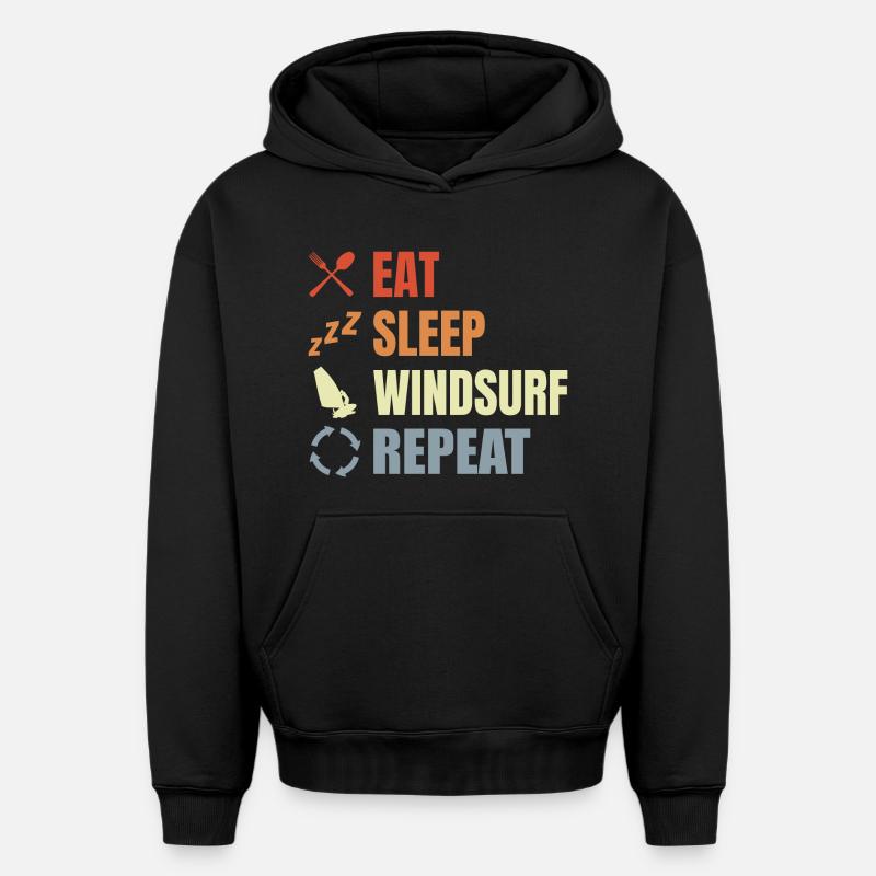 Windsurfer Routine - Oversized Heavyweight Unisex Hoodie - Schwarz