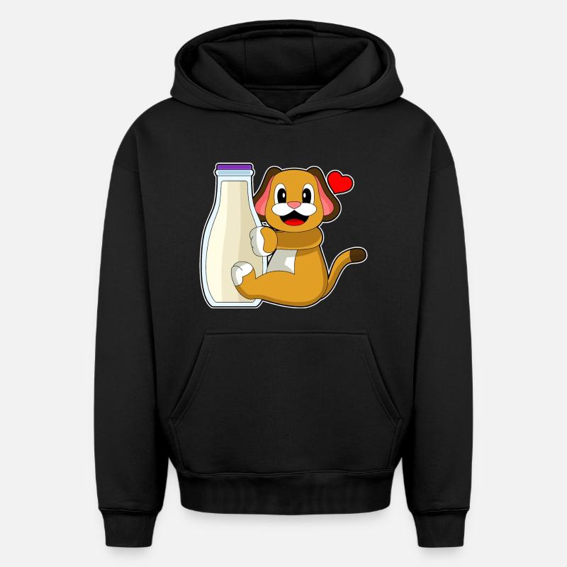 Lait pour chien - Sweat à capuche unisexe oversize épais SPREAD - noir
