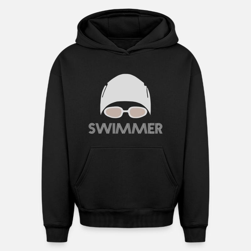 Nageur - Sweat à capuche unisexe oversize épais SPREAD - noir