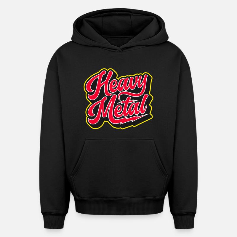 Heavy Metal Bold 3D Script - Sweat à capuche unisexe oversize épais SPREAD - noir