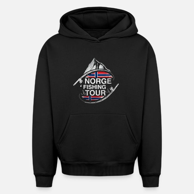 Tour de pêche de Norge - Sweat à capuche unisexe oversize épais SPREAD - noir
