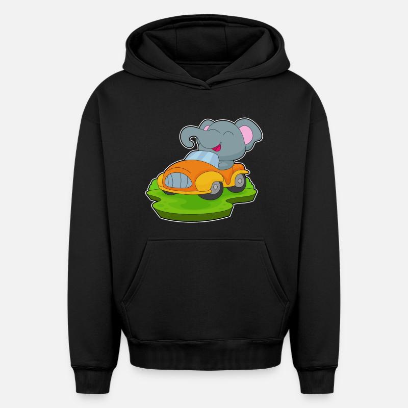 Voiture d’éléphant - Sweat à capuche unisexe oversize épais SPREAD - noir