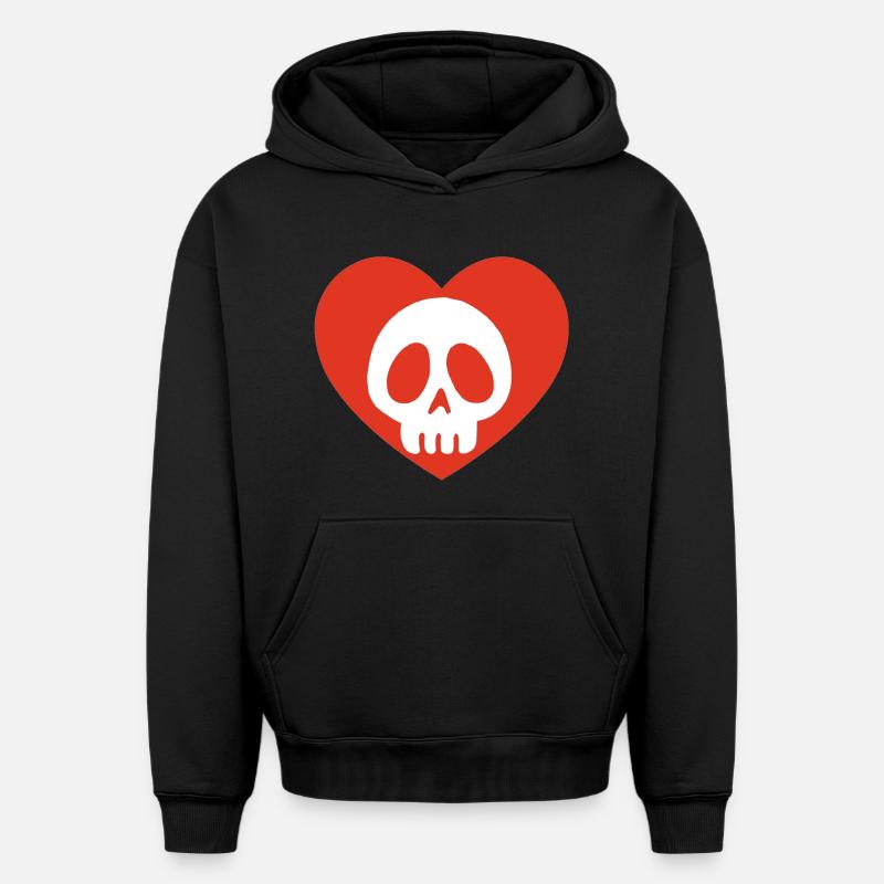 Amour mortel - Sweat à capuche unisexe oversize épais SPREAD - noir