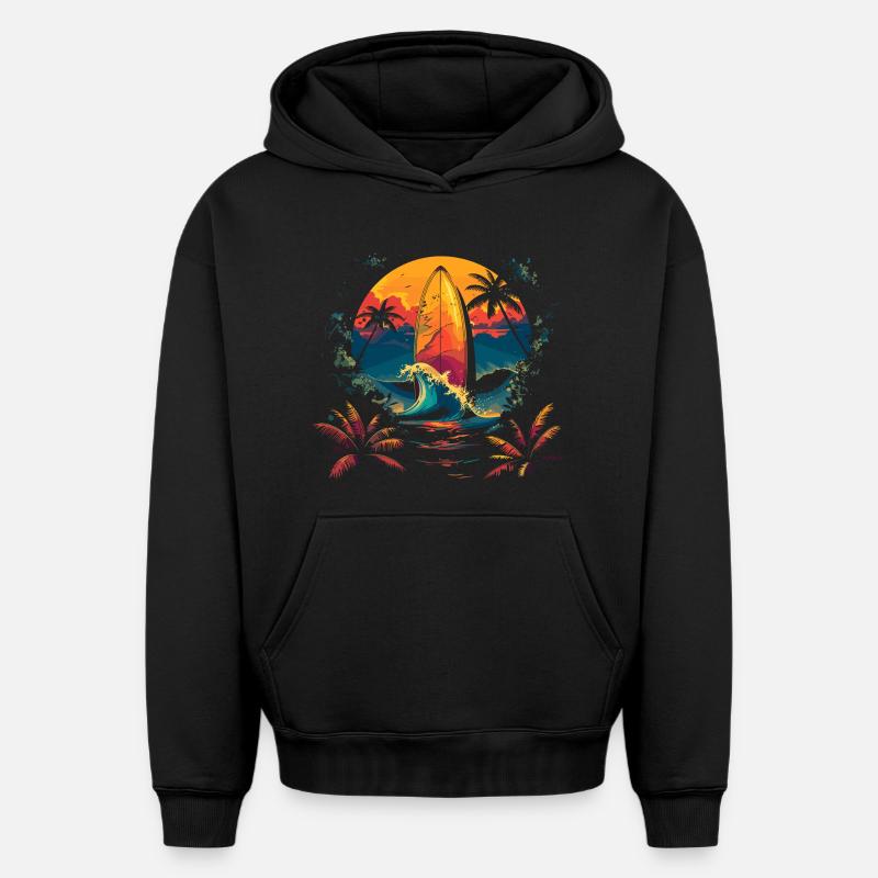 Surf - Sweat à capuche unisexe oversize épais SPREAD - noir