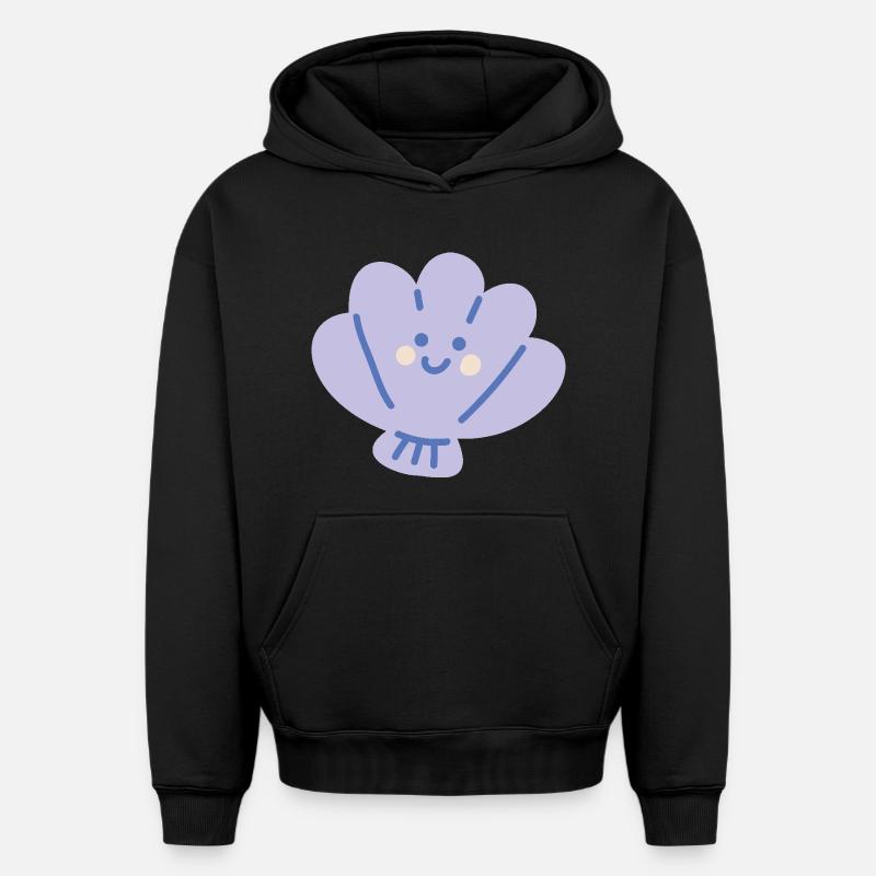 Coquille Océan - Sweat à capuche unisexe oversize épais SPREAD - noir