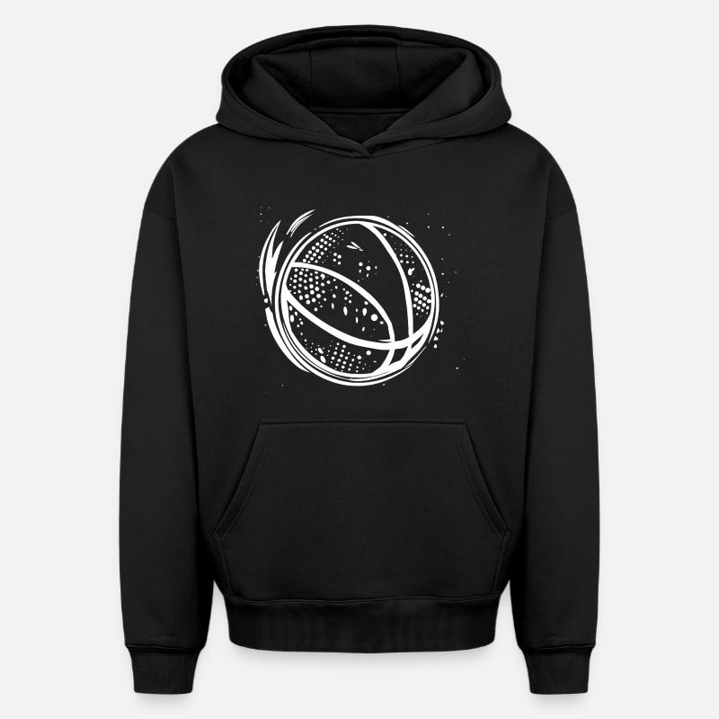 Dessin de basket-ball - Sweat à capuche unisexe oversize épais SPREAD - noir