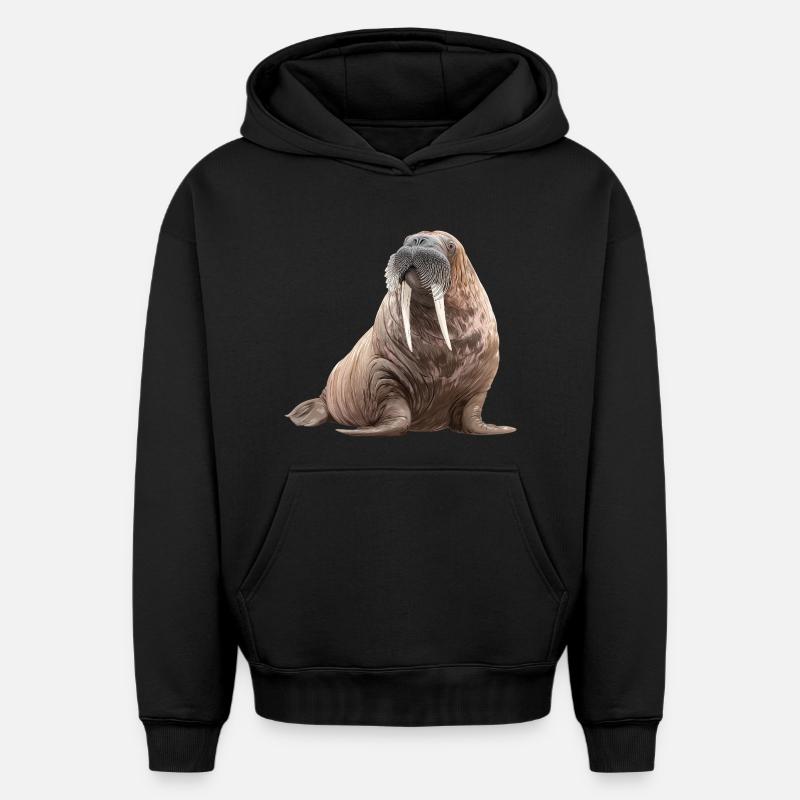 Morse - Sweat à capuche unisexe oversize épais SPREAD - noir