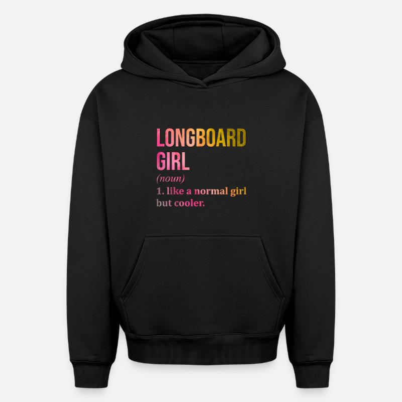 Longboarder - Sweat à capuche unisexe oversize épais SPREAD - noir
