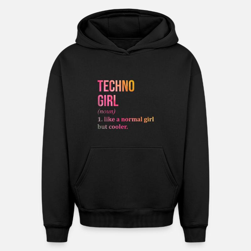 techno - Sweat à capuche unisexe oversize épais SPREAD - noir