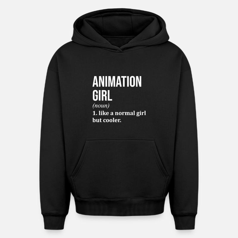 animation - Sweat à capuche unisexe oversize épais SPREAD - noir
