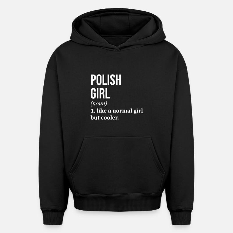 Pologne - Sweat à capuche unisexe oversize épais SPREAD - noir