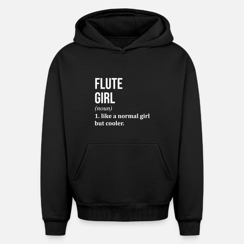 flûte - Sweat à capuche unisexe oversize épais SPREAD - noir